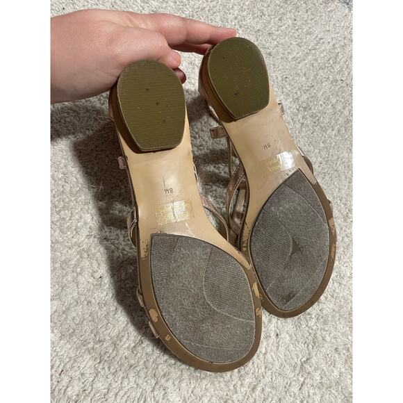 Marc Fisher Womens 8 M Bambi Metallic Back Zip Strappy Sandal rose Gold flats - Picture 7 of 12